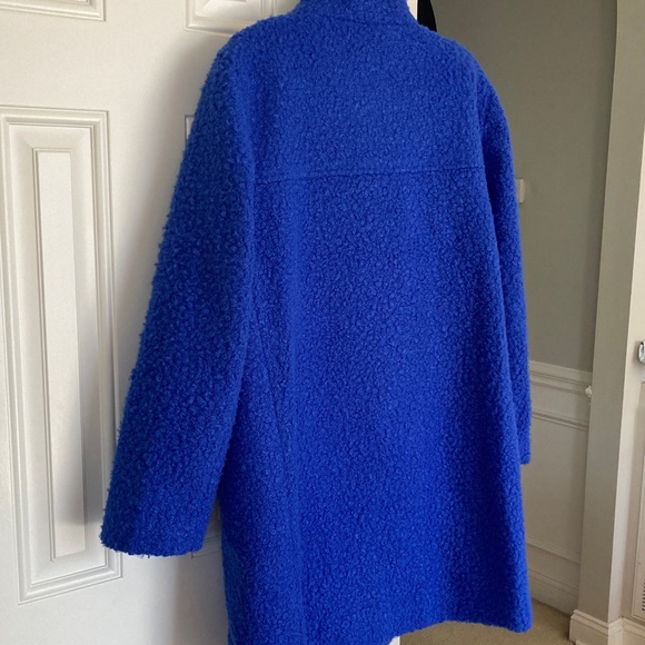 LOFT Curly Funnel Neck Coat. Cobalt. Size Large Petite - Picture 9 of 16